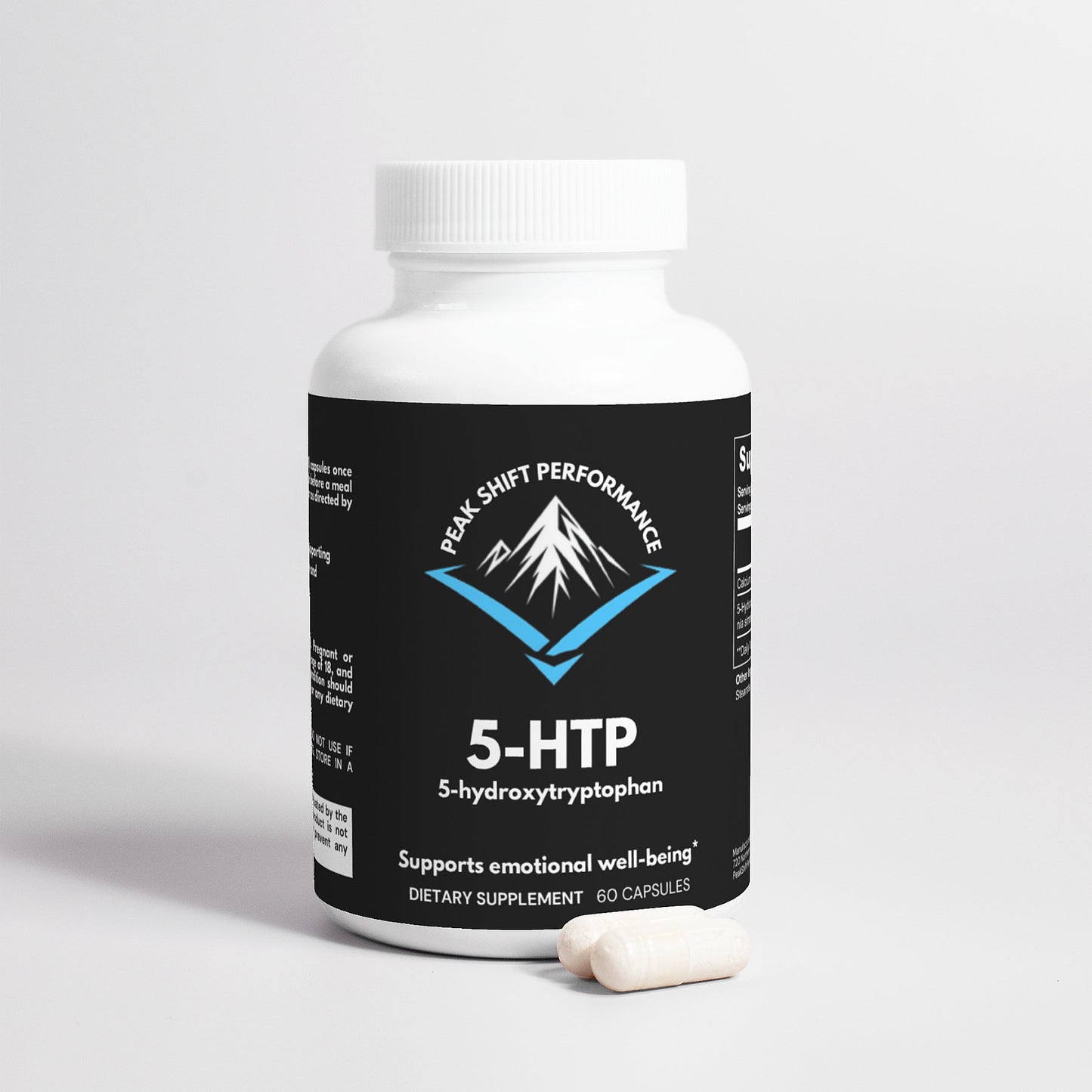 Peak Shift Performance 5-HTP Capsules – Mood & Emotional Well-Being Support – Naturally Boosts Serotonin Levels – 200mg 5-Hydroxytryptophan with Calcium – 60 Capsules – Made in USA